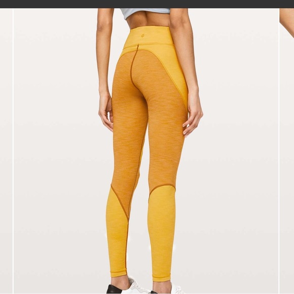 Lululemon Early Extension High-Rise Tight - Heathered Fools Gold/Honey Lemon - Picture 3 of 10